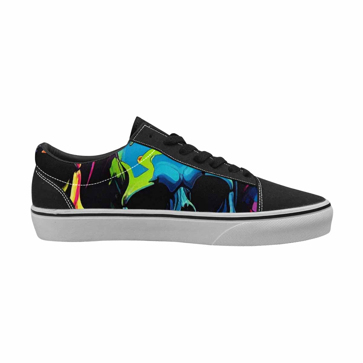 WOMEN'S 1000s Skulls Neon Camo Lace-Up Canvas Wallpaper Art Sneakers