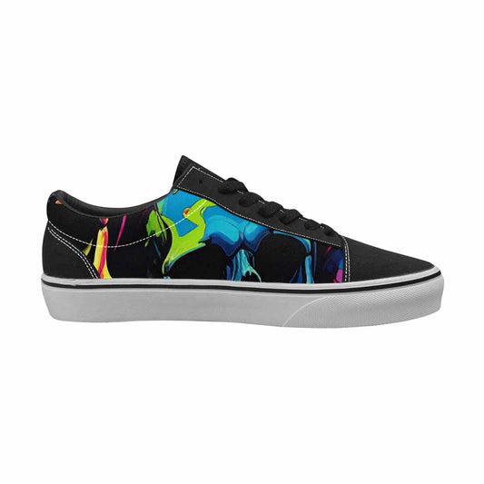 WOMEN'S 1000s Skulls Neon Camo Lace-Up Canvas Wallpaper Art Sneakers
