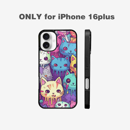 iPhone 16 Plus Case — Pastel Gore Cat Character Pattern Hundreds, Custom Art Phone Cover