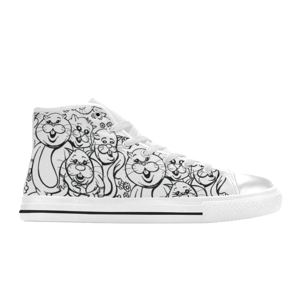 WOMEN'S Rabbits Monster Art Pen High Top Canvas Neon Fantasy Custom Shoes