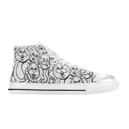 WOMEN'S Rabbits Monster Art Pen High Top Canvas Neon Fantasy Custom Shoes