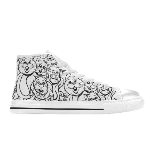 WOMEN'S Rabbits Monster Art Pen High Top Canvas Neon Fantasy Custom Shoes