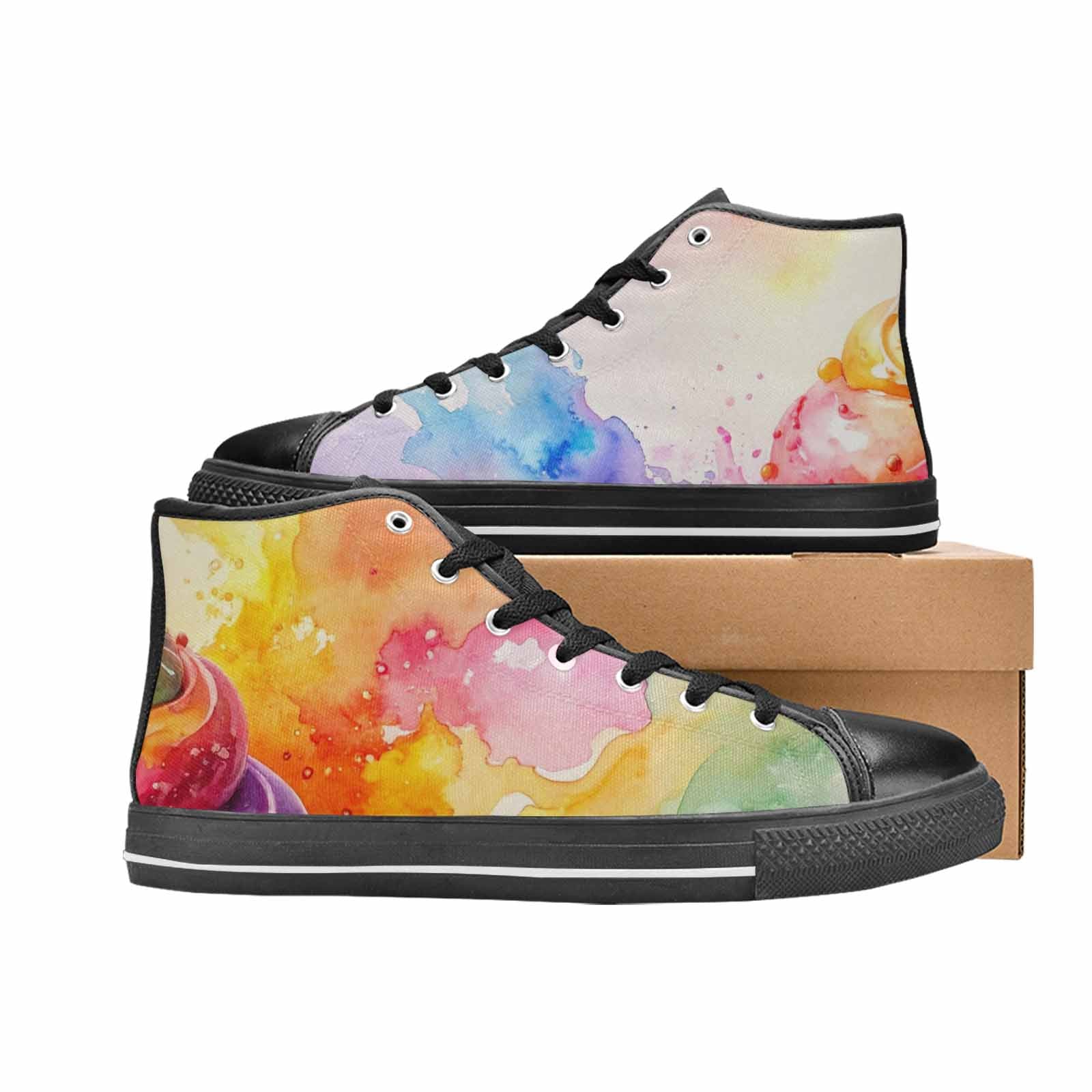 WOMEN'S Melting Icecream Collage High Top Canvas Vibrant Chaos Shoes