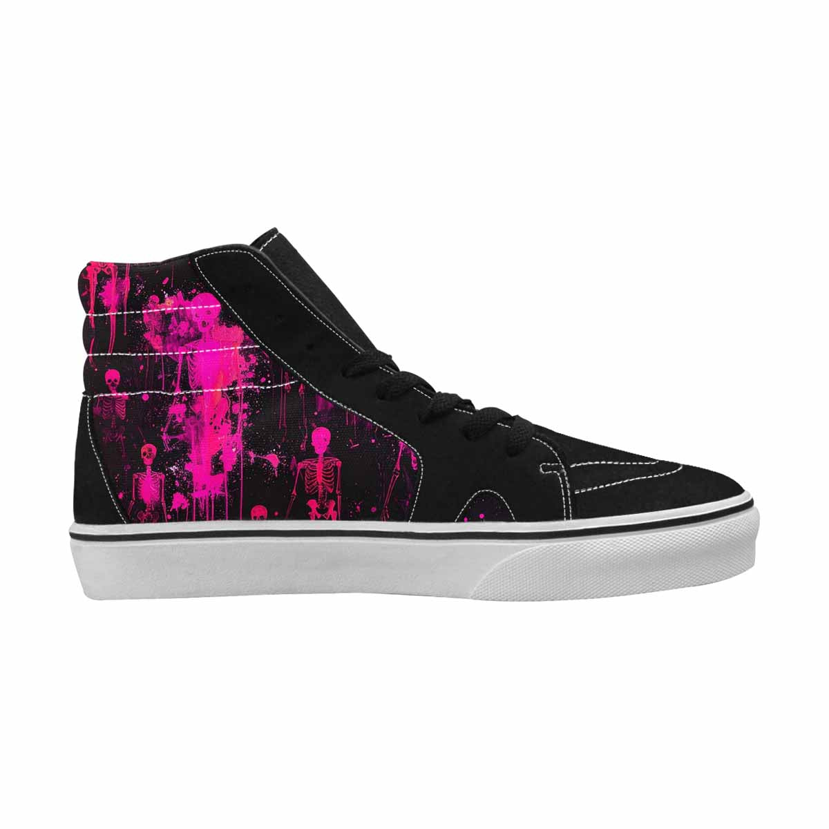 MEN'S Skeletons  Neon Pink High Top Canvas Aesthetic Custom Shoes