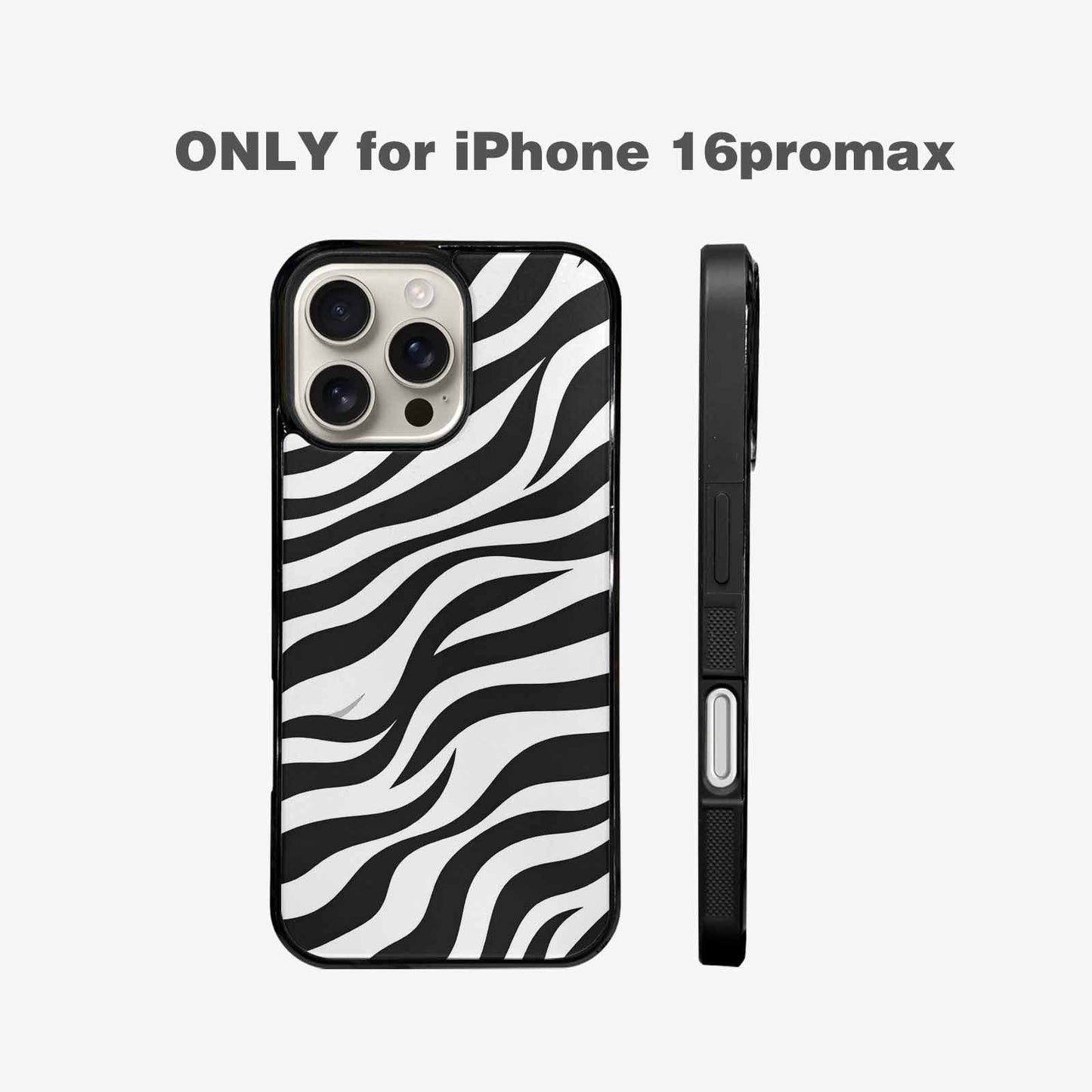 iPhone 16 Pro Max Case — Zebra Print Black White, Custom Designed Case Cover