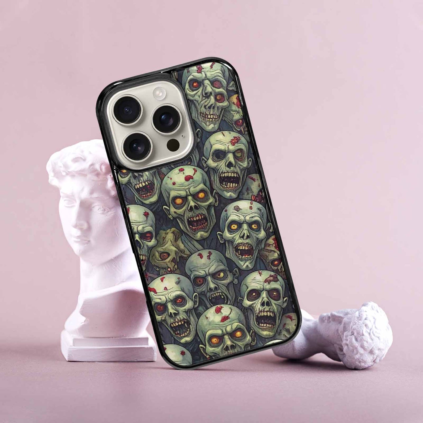 iPhone 16 Pro Case — Zombie Head Pattern Hundreds Of Small, Original Design Phone Case
