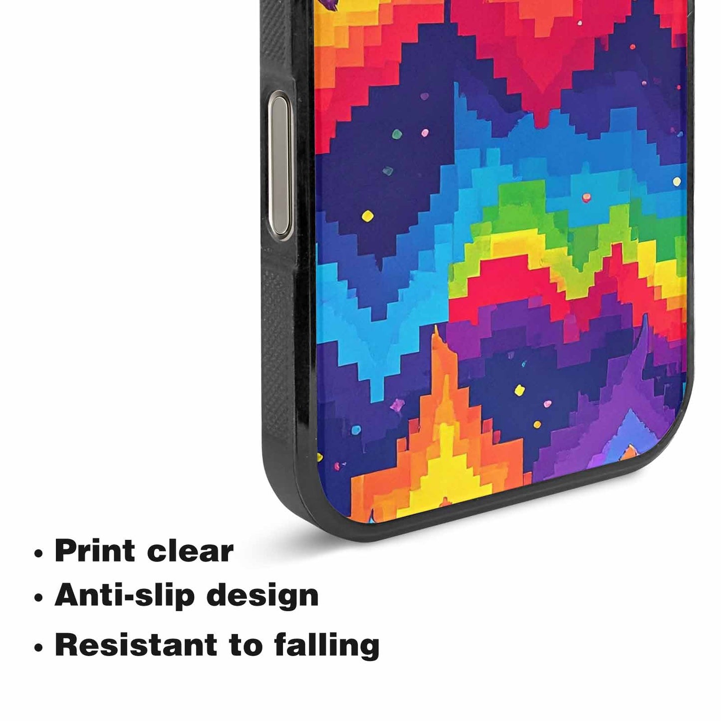 iPhone 16 Pro Case — Pixel Art 8 Bit Burst Pattern, Custom Designed Case Cover