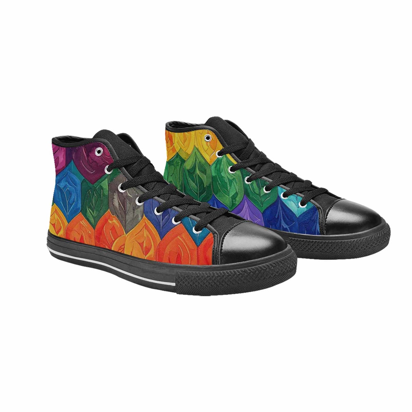 MEN'S Rainbow Pride Flag High Top Canvas Vibrant Chaos Shoes