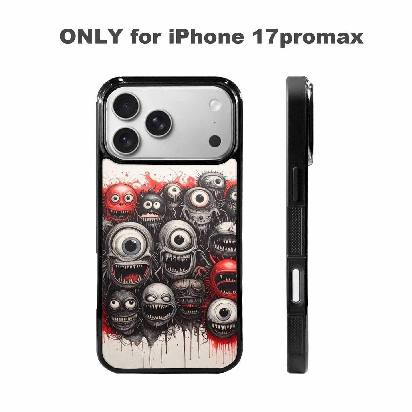 iPhone 17 Pro Max Case — Multi Eye Monster Black Original Art, Custom Printed Phone Case
