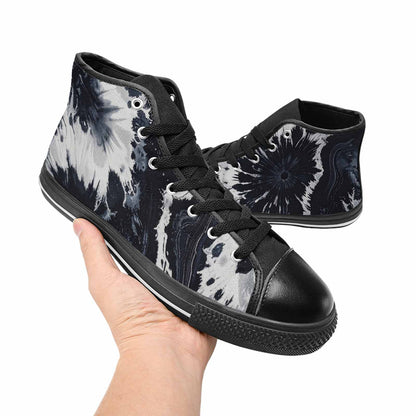 MEN'S Black White Animal Print High Top Canvas Neon Fantasy Custom Sneakers