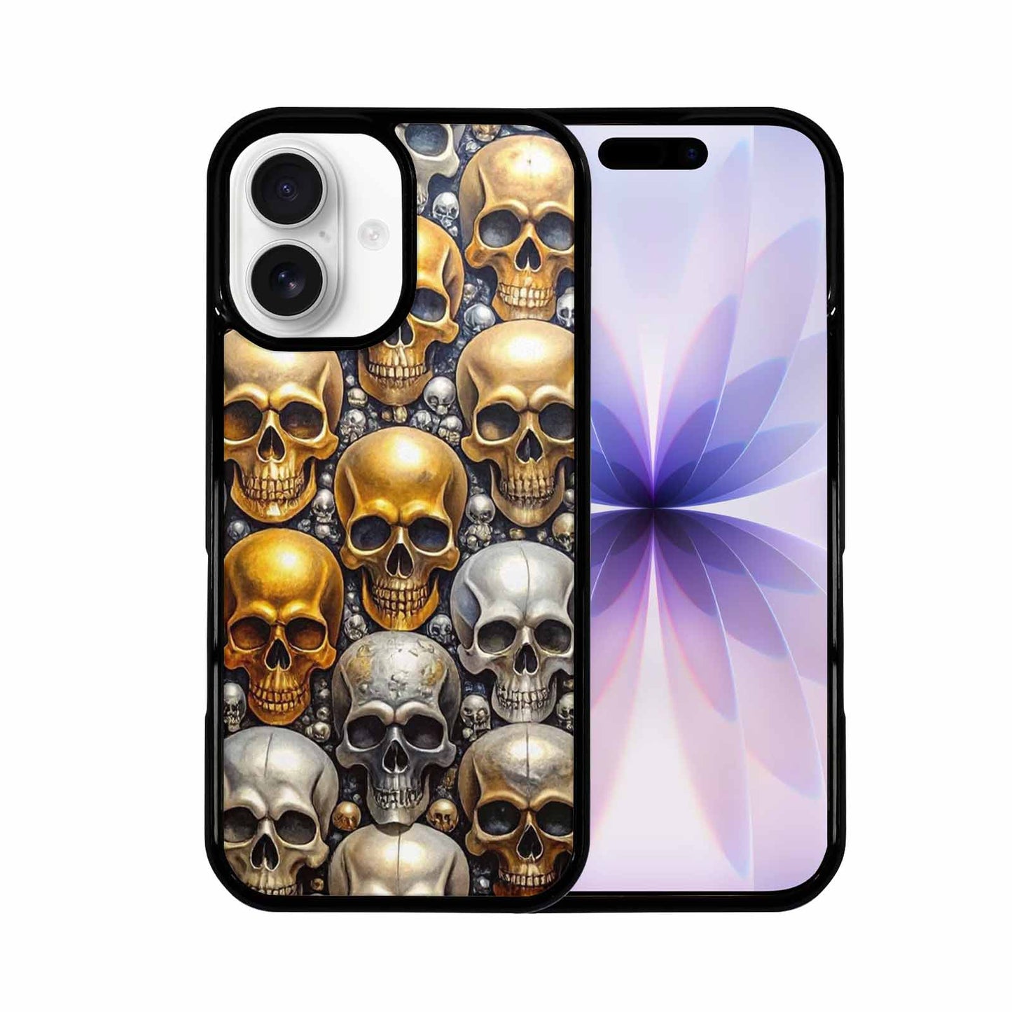 iPhone 17 Case — Skulls Metallic Chrome Small Gothic Skulls, Original Design Phone Case