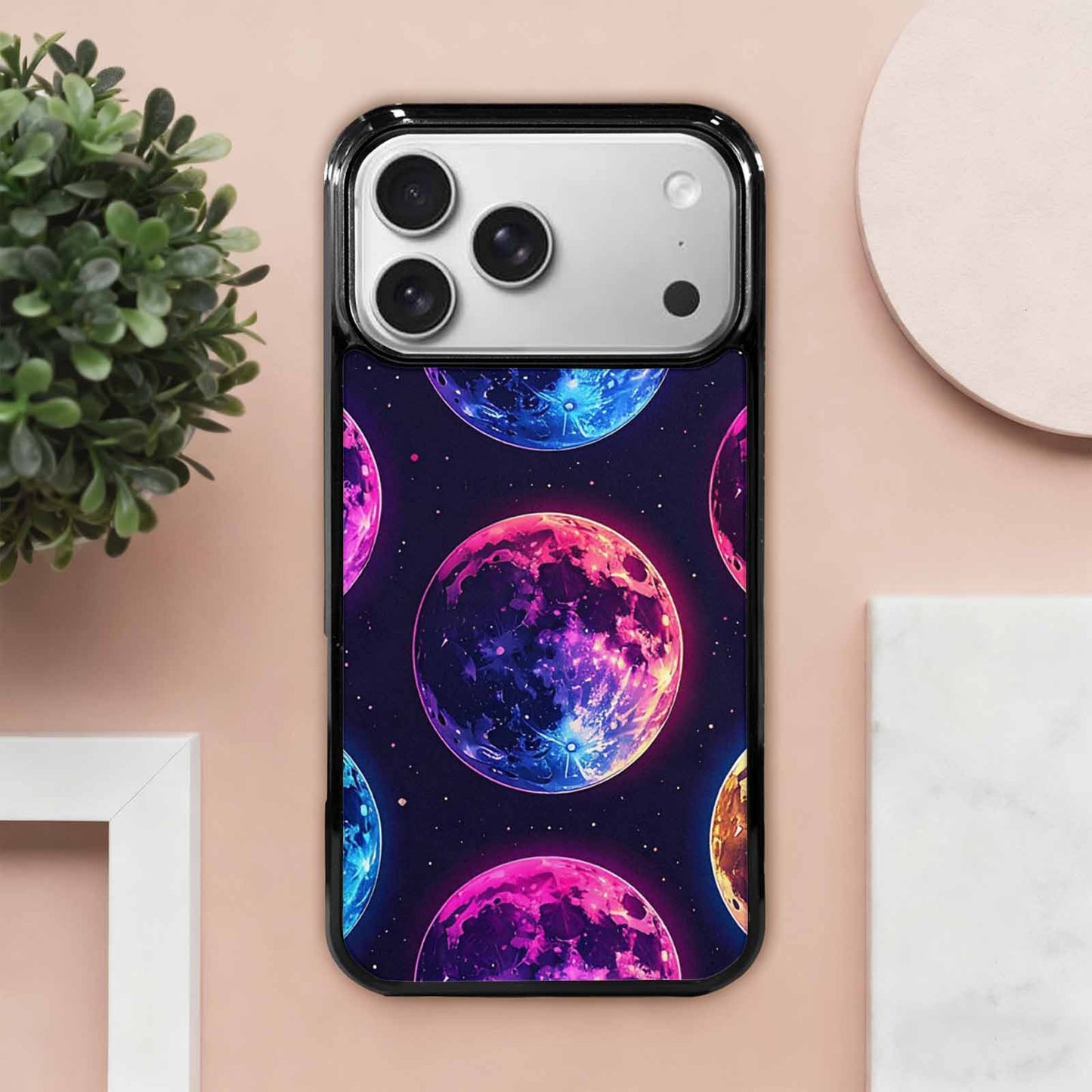 iPhone 17 Pro Max Case — Neon Winter Moon Cartoon Cute, Custom Art Phone Cover