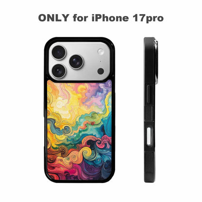 iPhone 17 Pro Case — Tie Dye Swirls Black White Tie, Custom Printed Phone Case