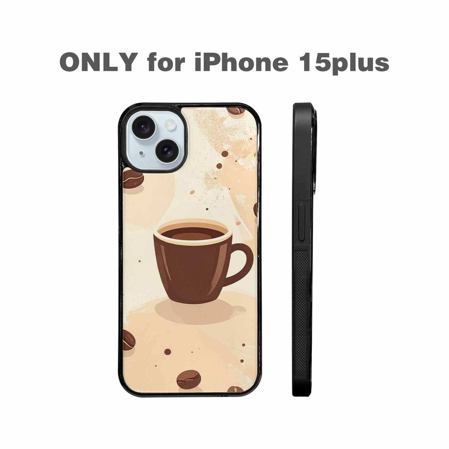 iPhone 15 Plus Case — Coffee Cup And Bean Pattern Seamless, Custom Art Phone Cover