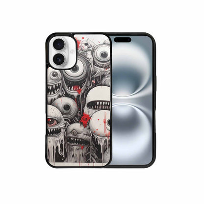 iPhone 16 Plus Case — Multi Eye Monster Black Red Ink, Personalized Phone Case