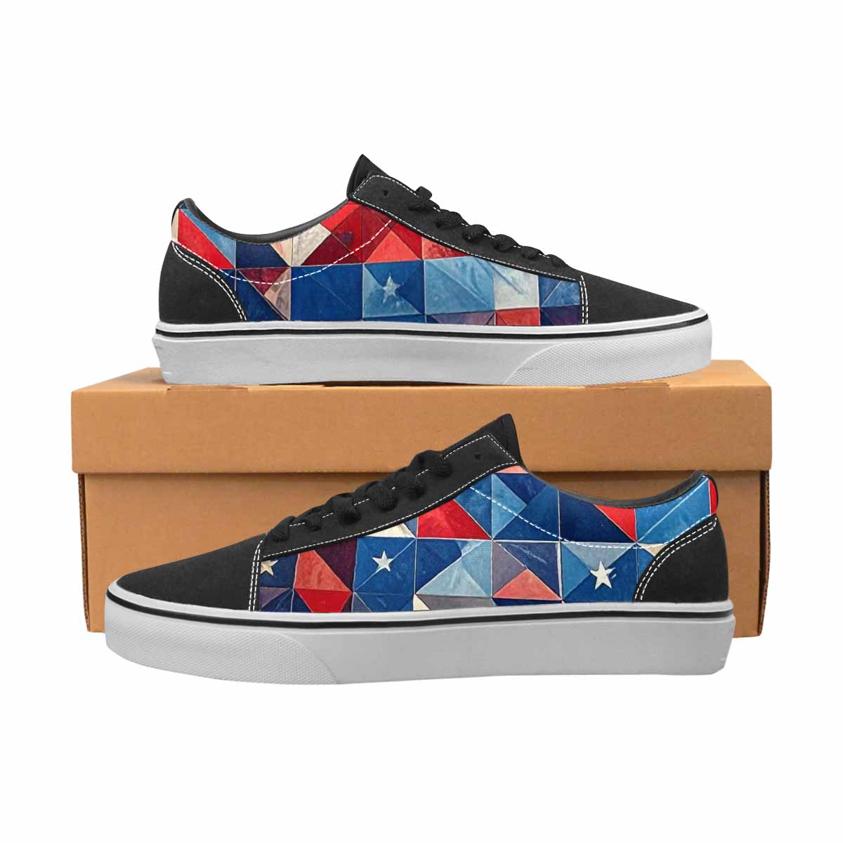 MEN'S American Flag Stars Canvas Lace-Up Wallpaper Art Custom Sneakers