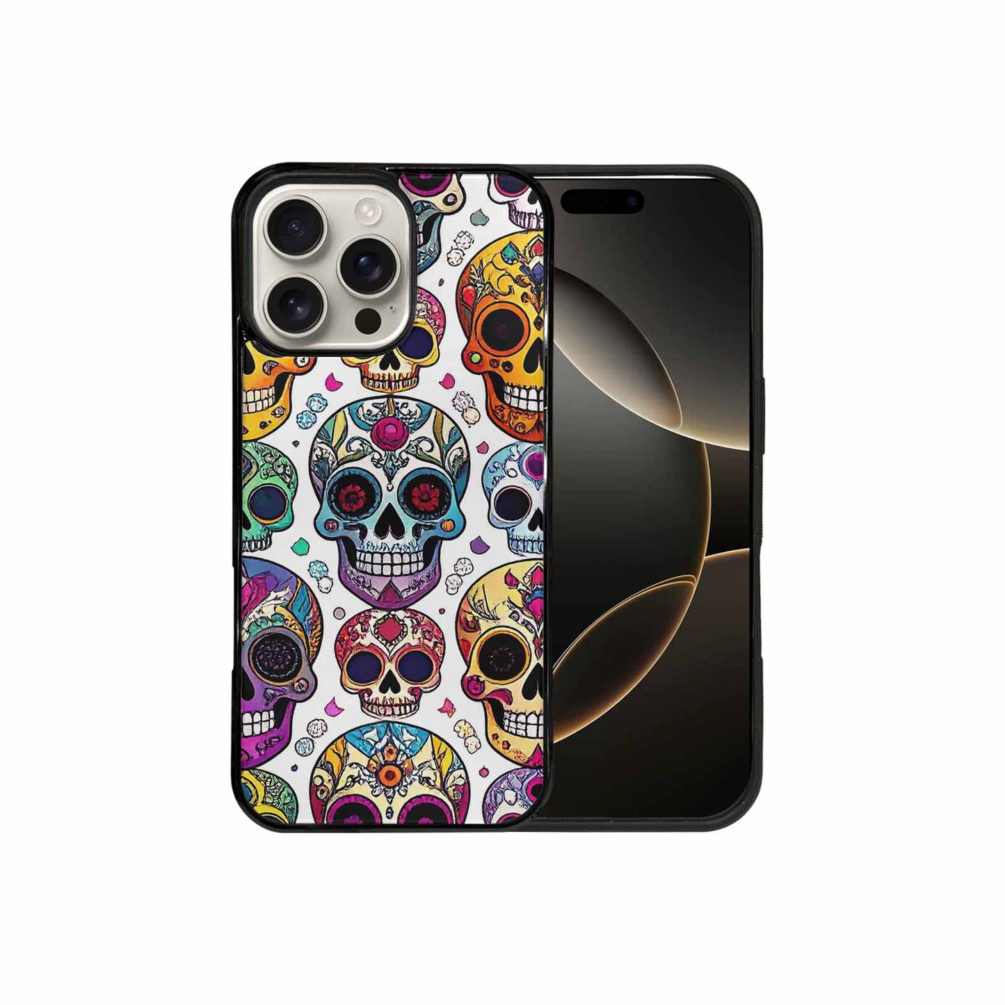 iPhone 16 Pro Max Case — Vibrant Skull Seamless, Custom Phone Case