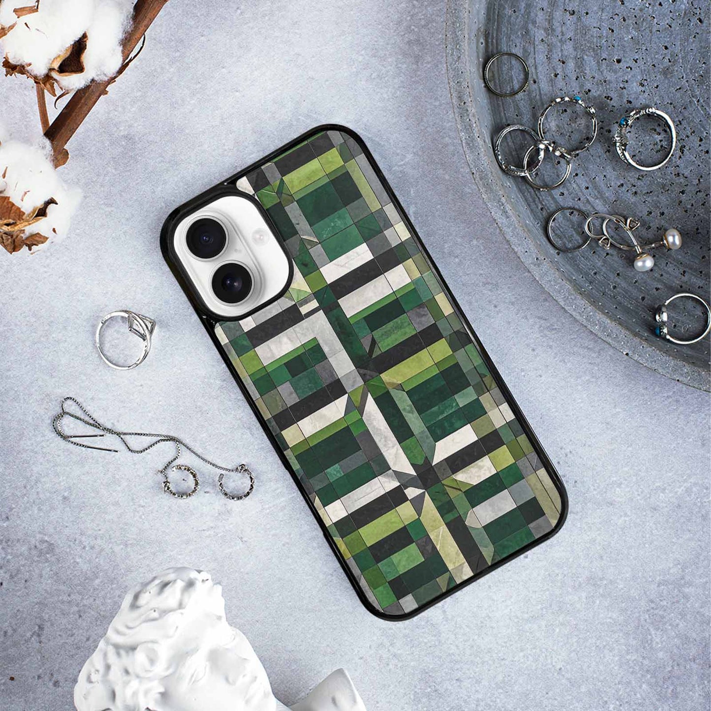 iPhone 16 Plus Case — Aromantic Flag Color Theme Small Rainbow, Original Design Phone Case