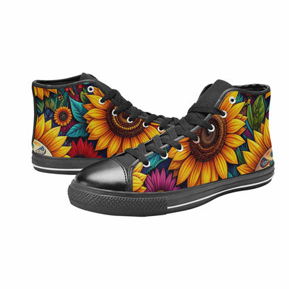 MEN'S Sunflower Skulls Print High Top Canvas Vivid Sneakers