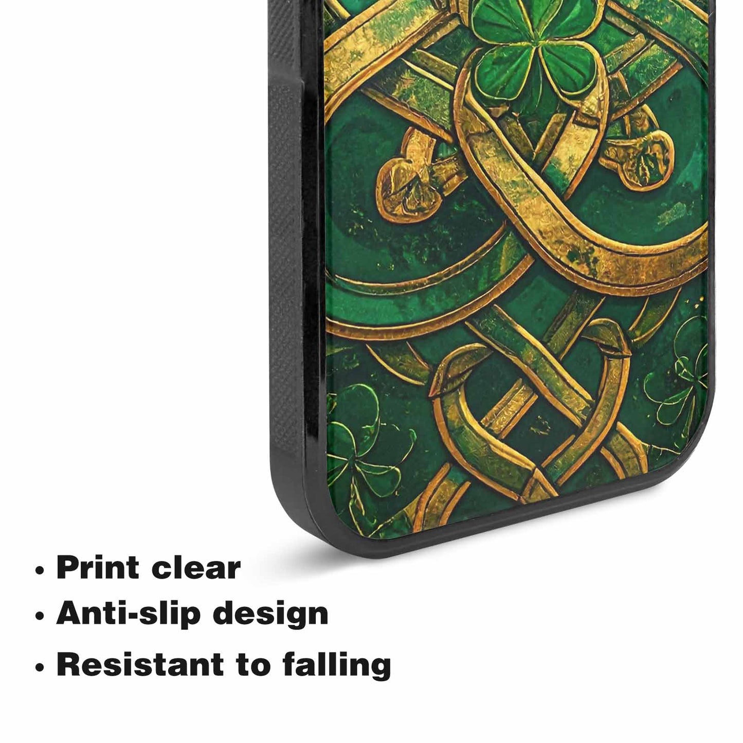 iPhone 15 Plus Case — Irish Celtic Knot Pattern Shamrocks Seamless, Personalized Phone Case