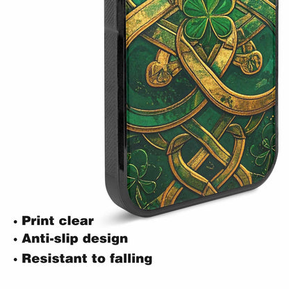 iPhone 15 Plus Case — Irish Celtic Knot Pattern Shamrocks Seamless, Personalized Phone Case