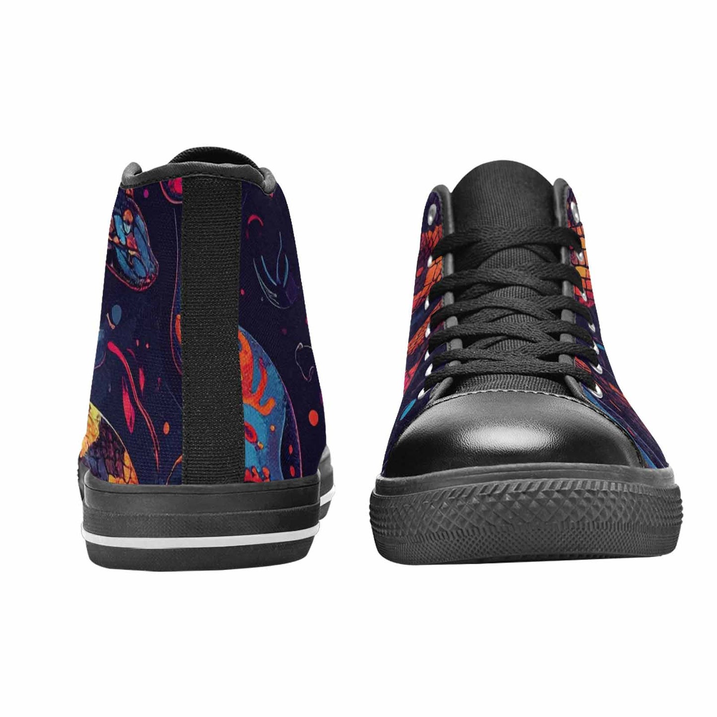WOMEN'S Snake Skulls Print High Top Canvas Dark Academia Custom Sneakers