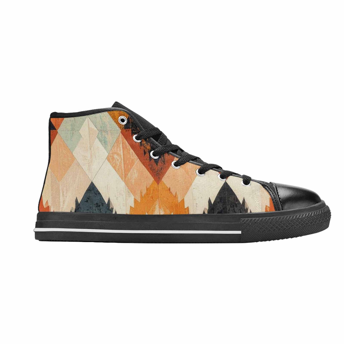 MEN'S Southwestern Geometric Diamond High Top Canvas Dark Academia Sneakers