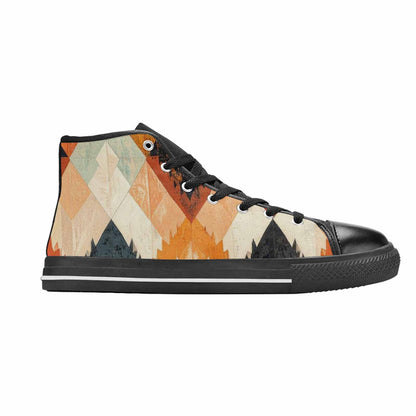 MEN'S Southwestern Geometric Diamond High Top Canvas Dark Academia Sneakers