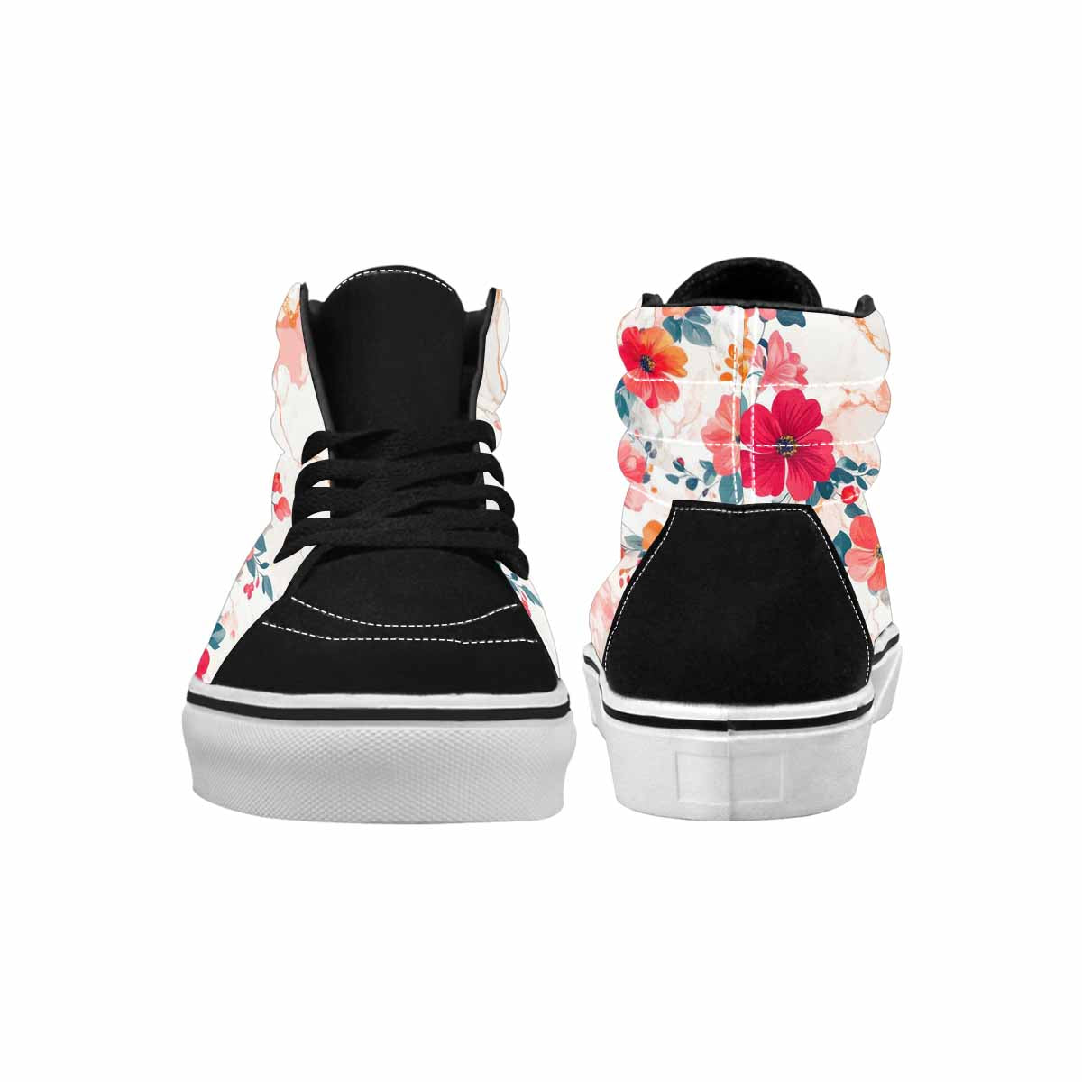 WOMEN'S Marble Floral High Top Canvas Vivid Custom Shoes