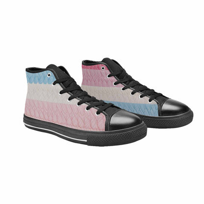 MEN'S Transgender Flag Color High Top Canvas Dark Academia Shoes
