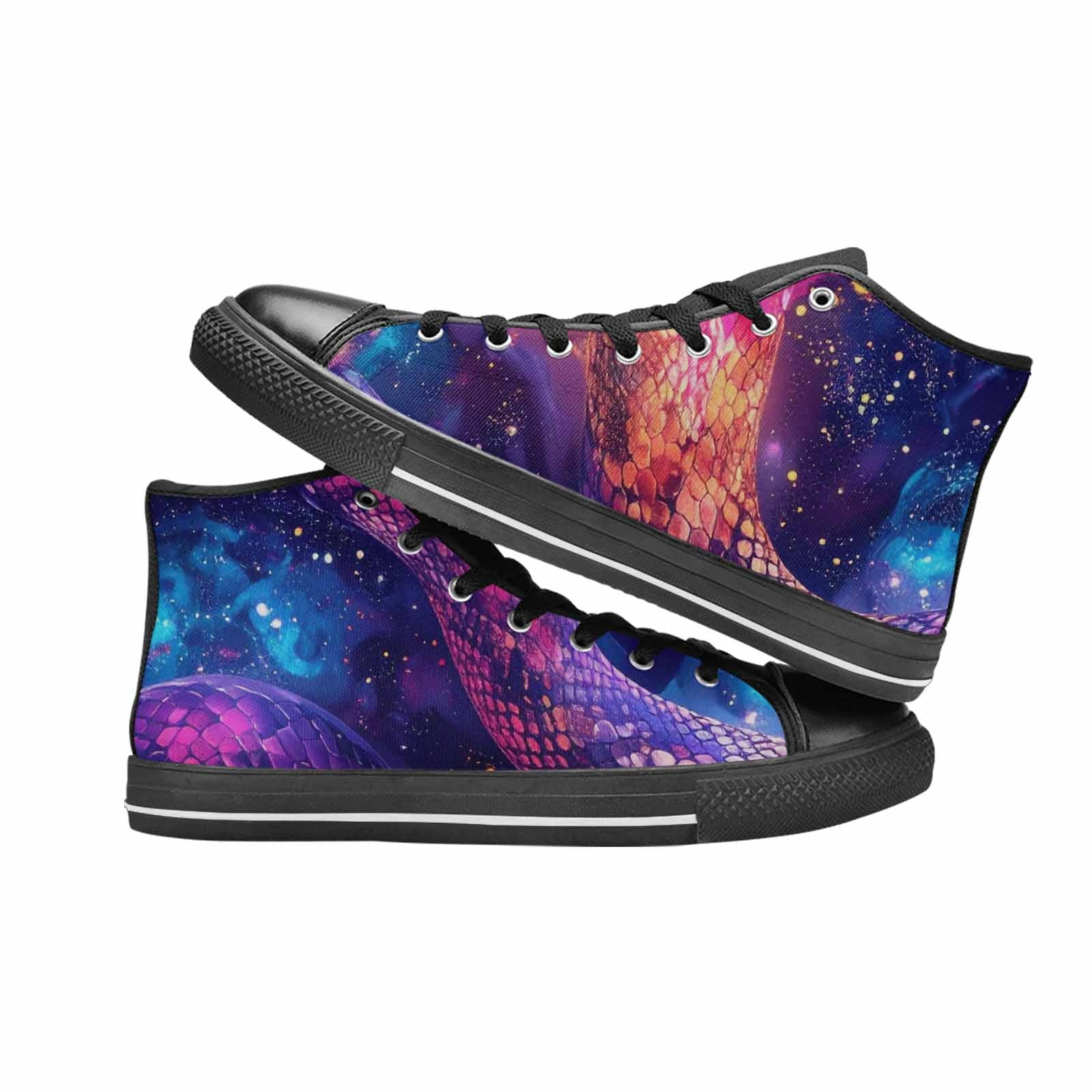 MEN'S Galaxy Snake Print High Top Canvas Vibrant Chaos Sneakers