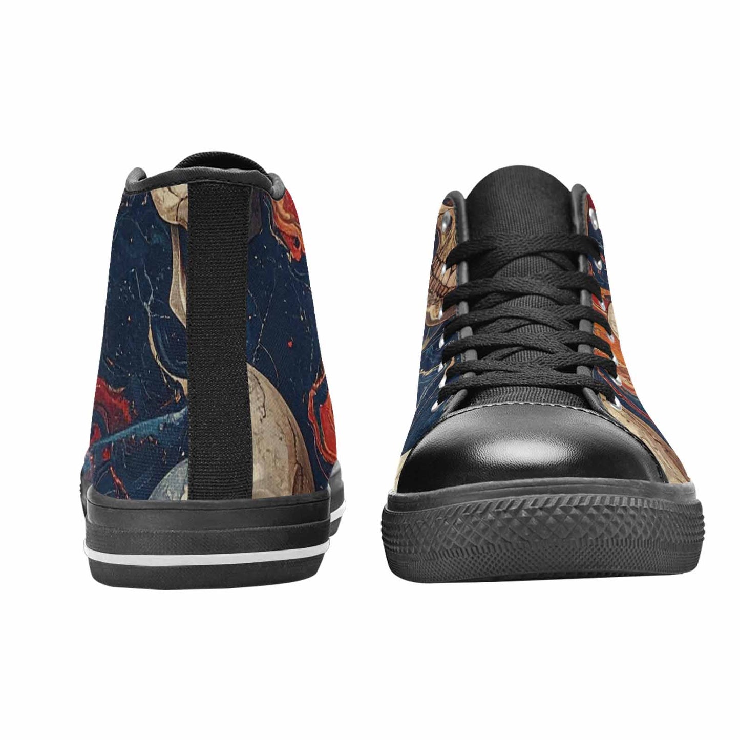 WOMEN'S Marble Skull High Top Canvas Wallpaper Art Shoes