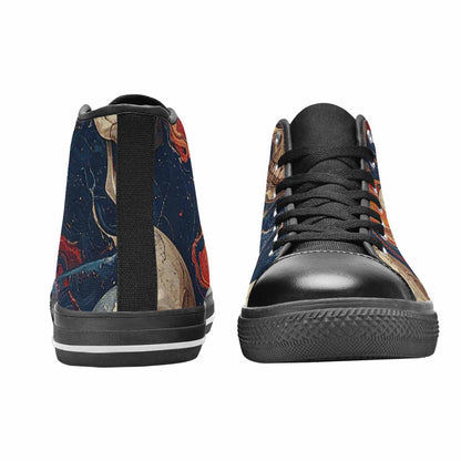 WOMEN'S Marble Skull High Top Canvas Wallpaper Art Shoes