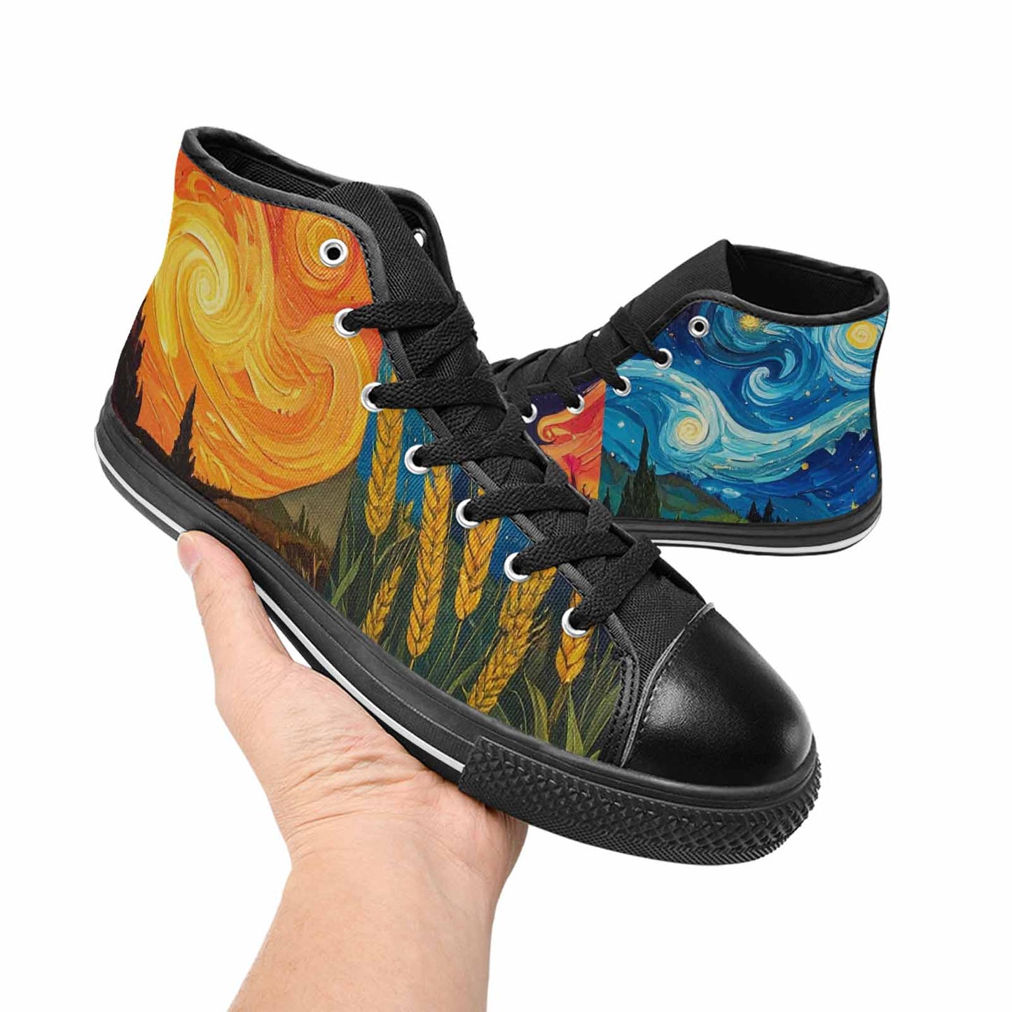 MEN'S Van Gogh-Style Swirl High Top Canvas Dreamcore Shoes