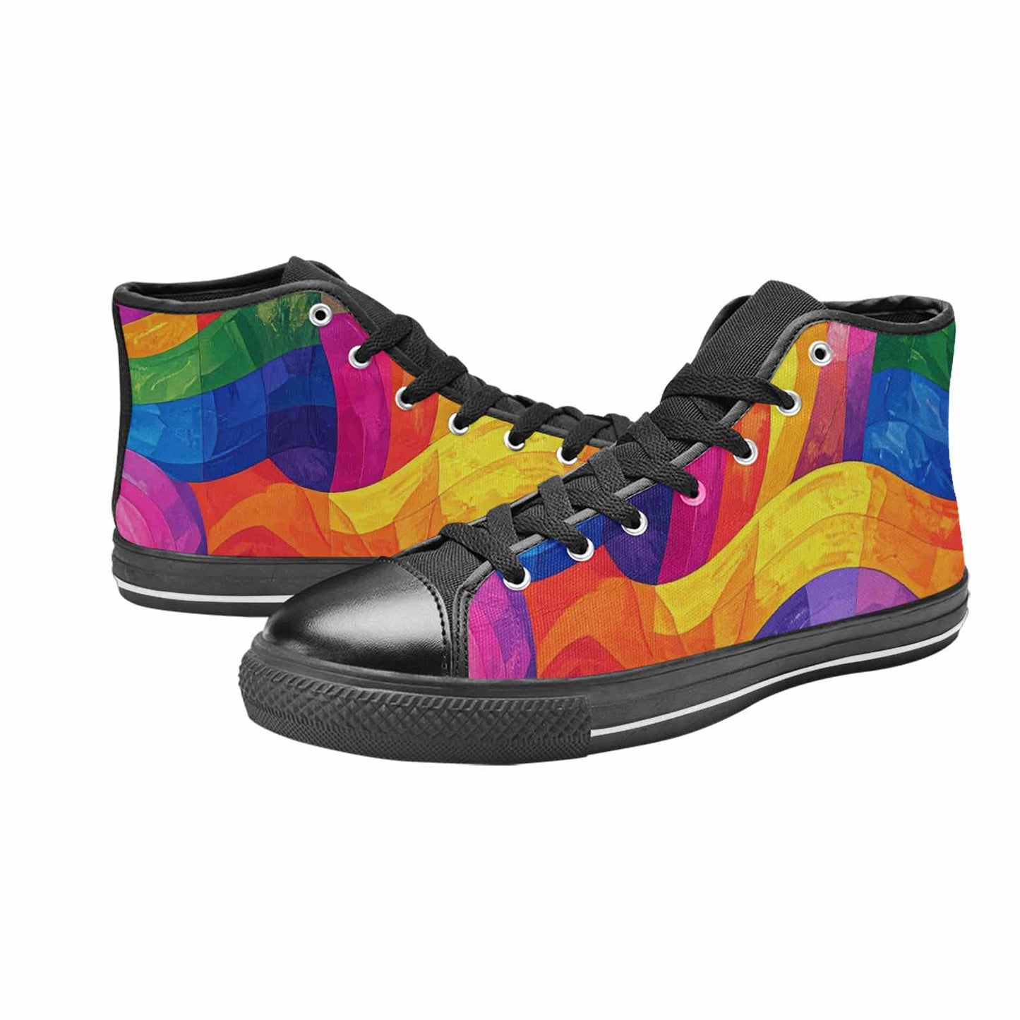 MEN'S Rainbow Pride Flag High Top Canvas Neon Fantasy Custom Shoes