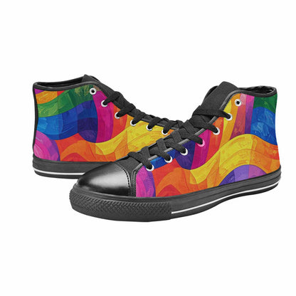 MEN'S Rainbow Pride Flag High Top Canvas Neon Fantasy Custom Shoes