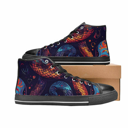 MEN'S Snake Skulls Print High Top Canvas Vibrant Chaos Shoes