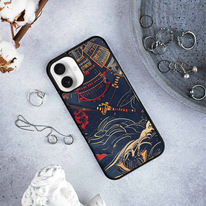 iPhone 16 Plus Case — Samurai Art Repeat Pattern, Original Design Phone Case