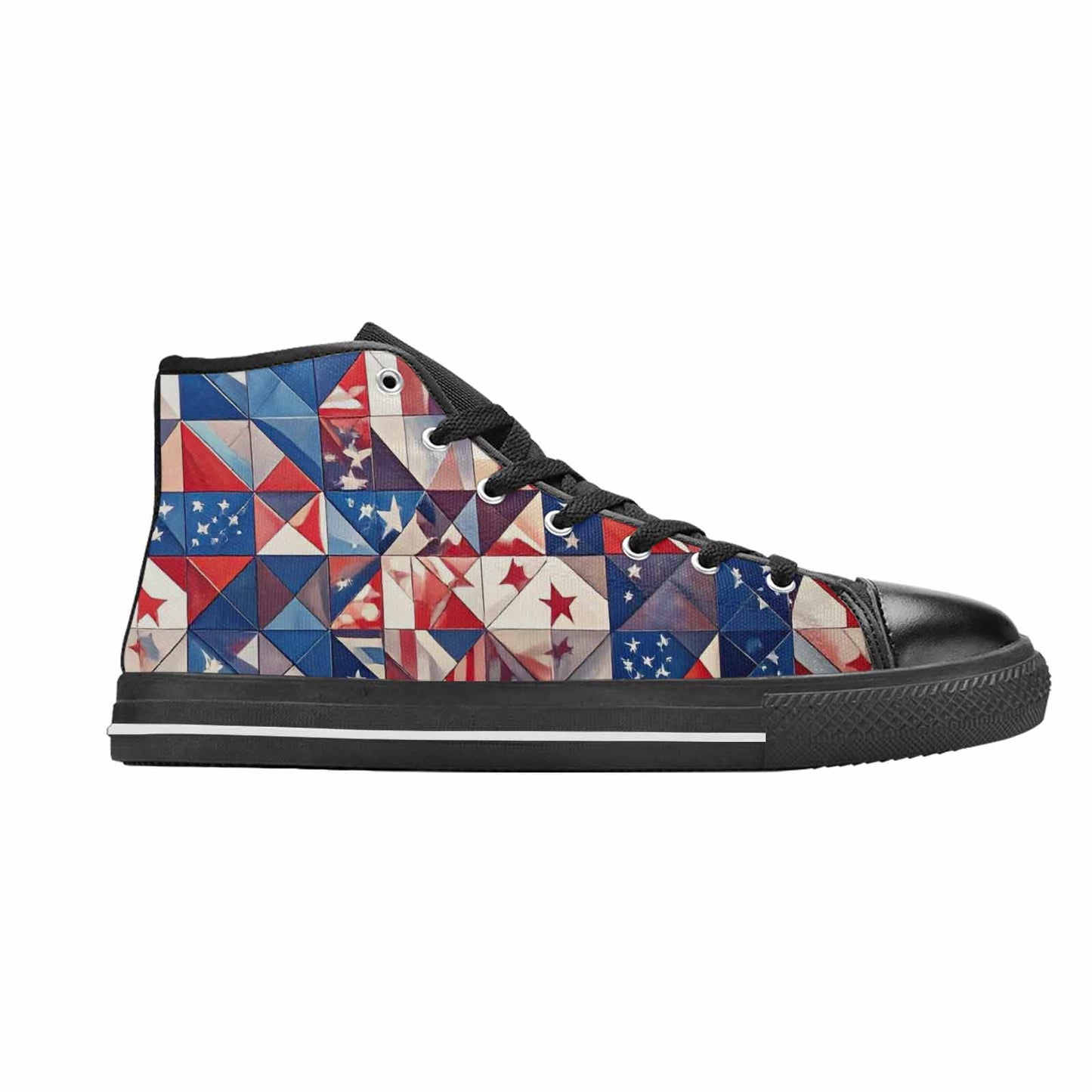 MEN'S American Flag Stars High Top Canvas Vivid Custom Sneakers