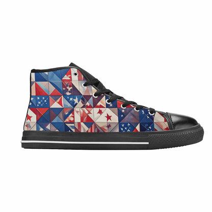 MEN'S American Flag Stars High Top Canvas Vivid Custom Sneakers