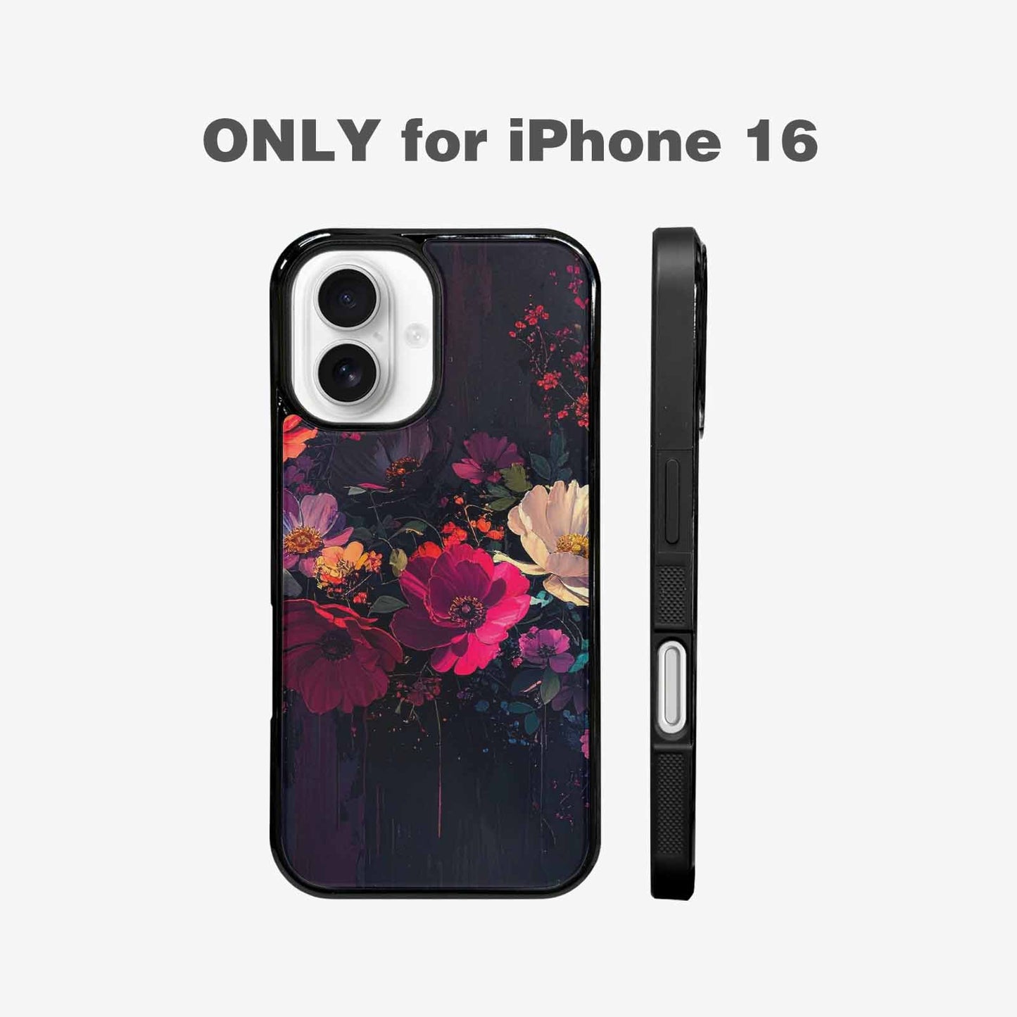 iPhone 16 Case — Shadowy Glitch Floral Pattern Hundreds Of, Custom Print Case Cover
