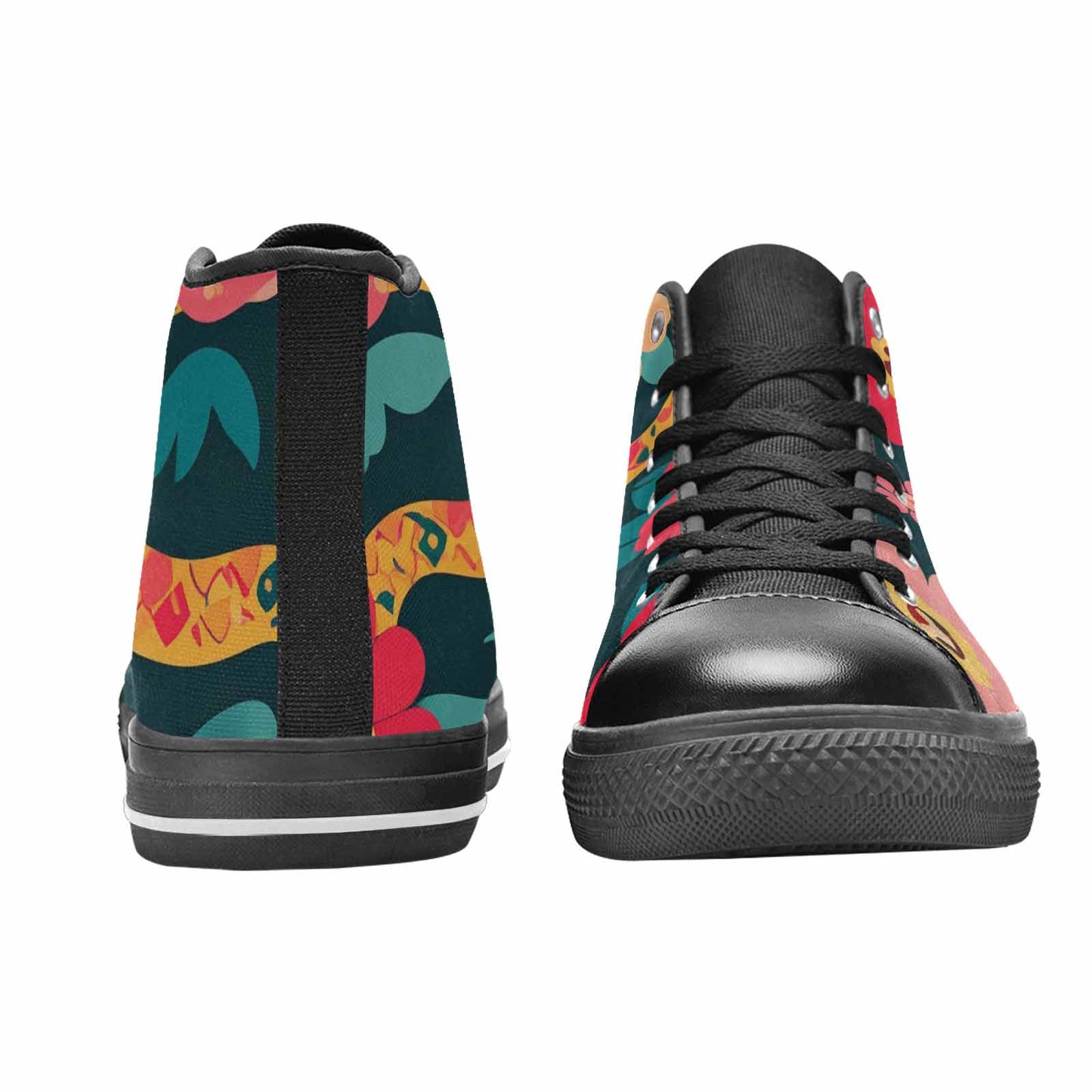 WOMEN'S Floral Snake Print High Top Canvas Aesthetic Sneakers