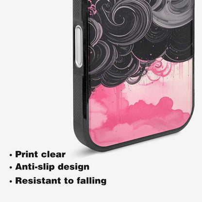 iPhone 16 Case — Van Gogh Swirl Black Pink Ink, Personalized Phone Case