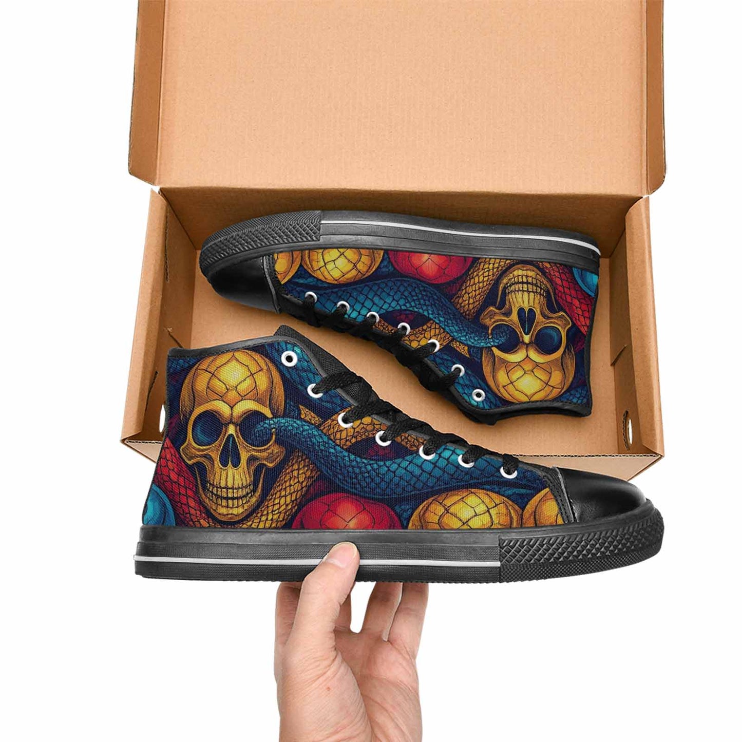MEN'S Snake Skulls Print High Top Canvas Dark Academia Sneakers