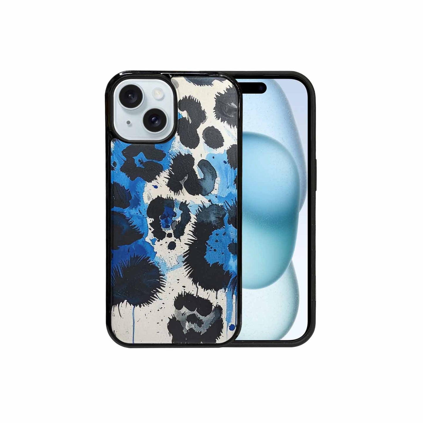 iPhone 15 Case — Animal Print Black Blue Ink Animal, Unique Phone Case Design