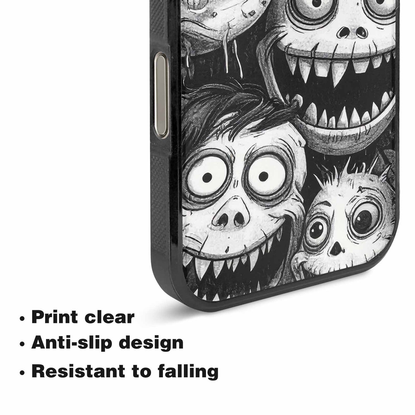 iPhone 16 Pro Case — Black And White Monster Face Collage, Custom Art Phone Cover