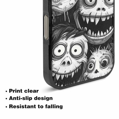 iPhone 16 Pro Case — Black And White Monster Face Collage, Custom Art Phone Cover
