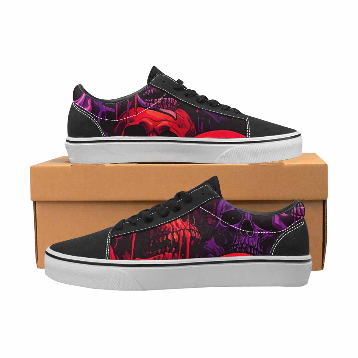 WOMEN'S Red + Purple Skeletons Lace-Up Canvas Dreamlike Shoes