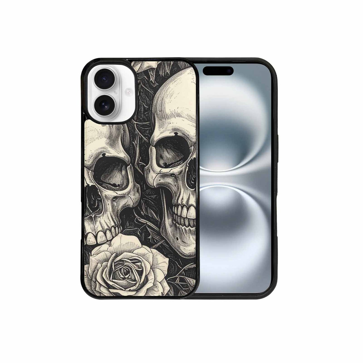 iPhone 16 Plus Case — 20 Skulls Overlapping Seamless Tileable Pattern, Custom Made Phone Cover