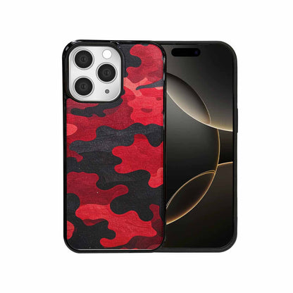iPhone 15 Pro Max Case — Tactical Camo Red Black, Custom Printed Phone Case